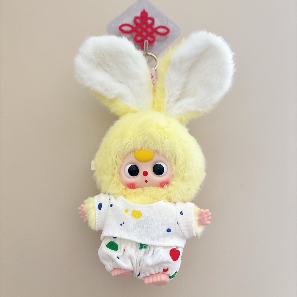 Baby Three Rabbit Macaron Mini Bunny Plush Box Yellow | Kawaii Collectible Gift